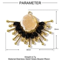 Προδιαγραφές μενταγιόν λουλουδιού 39x30mm με τριαντάφυλλο ρητίνης και μαύρες χάντρες - Στυλ Βεντάλια Ανοιχτό Κίτρινο Τριαντάφυλλο (YF429-2)