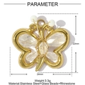 Detailansicht eines 24mm Edelstahl Schmetterling-Anhängers mit Kristallen und Perlen - Schmetterlingsstil - Transparent Weiß