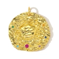 Macro detail of golden Cancer zodiac pendant with colorful zircon stones and wavy texture - Cancer (YF565-4)