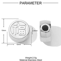 Dettaglio macro di una perla portafortuna in acciaio inossidabile con incisione Fu - Perla con Carattere Fu Argento (YF397-1)