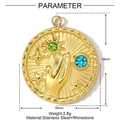 Spécifications de taille du pendentif céleste doré en acier inoxydable et strass - Style Mystique Soleil et Étoiles (YF374)
