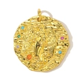 Detail of round gold-plated relief pendant with winged goddess and colorful zircons - Virgo (YF565-6)