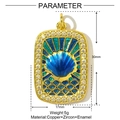 Detailed size parameters of 30x17mm rectangular shell pendant with cubic zirconia and enamel - Blue Shell Pattern Pendant (YF546)