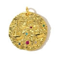 Detailed macro view of a gold Libra zodiac pendant with colorful zircon stones - Libra (YF565-7)