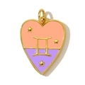 Detail of heart-shaped Gemini zodiac pendant with enamel finish and gold star accents - Gemini Style(YF566-3)