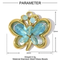 Technical view of a blue crystal butterfly pendant with 24mm by 22mm dimensions - Butterfly Style - Light Blue