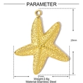 Détail d'un pendentif étoile de mer doré en acier inoxydable avec motif en relief - Style Relief Étoile de Mer (YF376)