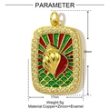 Détail du pendentif tarot coquillage en émail rouge vert et pierres zircons - Pendentif Motif Escargot de Mer (YF547)