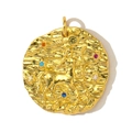 Detail of golden Sagittarius zodiac pendant with hammered texture and colorful zircons - Sagittarius (YF565-9)