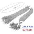 Dettaglio di collane a catena in acciaio inox da 2mm con chiusura a moschettone e 50cm - 1.5mm-50+5cm / Colore acciaio