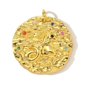 Macro detail of a gold Capricorn zodiac pendant with colorful zircon star inlays - Capricorn (YF565-10)