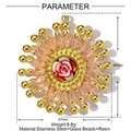 Détail du pendentif floral en perles rose et or avec dimensions et poids précisés - Disque Rose Rouge et Blanc (YF431-1)