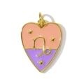 Detailed view of gold Capricorn heart pendant with pink and purple enamel finish - Capricorn Style(YF566-10)