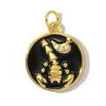 Macro detail of Scorpio zodiac pendant with black enamel and gold scorpion inlay - Scorpio-Black (YF568-8)