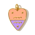 Close-up of heart-shaped copper pendant with pink and purple enamel and gold stars - Aquarius Style(YF566-11)