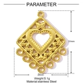 Golden stainless steel fan-shaped heart pendant connector with multi-hole design for DIY - Square Heart Pendant (YF606)