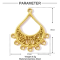 Detailed view of golden fan-shaped stainless steel DIY jewelry connector for earrings - Water Drop Pendant Connector (YF607)