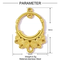 Technical dimensions of 34x23mm gold stainless steel geometric fan pendant connector - Circular Frame Spiral Pendant (YF608)