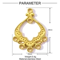 Technical dimensions of gold hollow fan-shaped stainless steel DIY earring connector - Floral Hollow Pendant Connector (YF609)