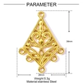 Technical dimensions of geometric fan-shaped stainless steel DIY jewelry charm - Rhombus Hollow Pendant Connector (YF610)
