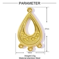 Detailed view of golden teardrop fan-shaped stainless steel pendant with dimensions - Water Drop Hollow Pendant (YF612)
