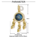 Dettaglio pendente acchiappasogni da 48mm con resina blu e zirconi bianchi brillanti - Stile Acchiappasogni con Trama a Spirale Blu (YF754-1)