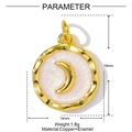 Detail showing dimensions of the gold-plated crescent moon pendant with pink enamel - Pink Crescent Moon (YF730)