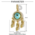 Dettaglio del ciondolo acchiappasogni con dimensioni e specifiche tecniche precise - Stile Acchiappasogni Malocchio Sfumato Blu Bianco (YF754-4)