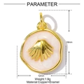 Detailed view of pink enamel shell pendant with dimensions 18mm by 12mm in copper - Pink Shell (YF732-1)
