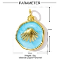 Detailed parameter view of blue enamel sea shell pendant with 18mm height measurements - Blue Shell (YF732-2)