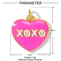 Detail showing pink enamel heart pendant with XOXO text and 19x16mm size dimensions - XOXO Heart (YF733)