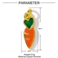 Detailed parameter view of carrot pendant in copper and enamel showing 16mm size - Carrot (YF737)