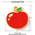 Detaillierte Maßtabelle für roten Emaille-Apfelanhänger aus Edelstahl, 12 mm hoch - Red Apple Shape (YF778)