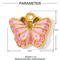 Makroansicht des rosa Emaille-Schmetterlingsanhängers mit Maßen 13mm mal 11mm - Pink Gradient Butterfly (YF780-1)