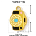 Detail showing dimensions of camera charm pendant in stainless steel with enamel - Vintage Colorful Camera (YF809)