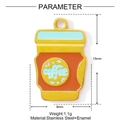 Detail view of coffee cup pendant with dimensions showing 15mm height and enamel finish - Orange Blue Coffee Cup (YF813)