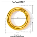 Diagrama técnico de un cierre de resorte de 18mm de acero inoxidable dorado pulido - Estilo Redondo Dorado (YF862-2-18)