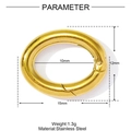 Vue macro d'un fermoir ovale en acier inoxydable doré avec dimensions et données de poids - Style Ovale Doré (YF863-2)