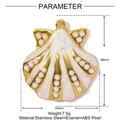Detailed parameter view of a 36mm shell pendant with pearls and enamel on stainless steel - White Shell Style (YF918-1)