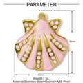 Detail view of pink enamel shell pendant with ABS pearl and stainless steel dimensions - Pink Shell Style (YF918-2)