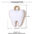 Tabella taglie dettagliata per ciondolo a forma di dente in smalto e acciaio dorato - Stile Dente Bianco (YH1496-1)