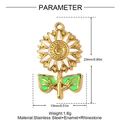 Golden stainless steel sunflower pendant with white enamel petals and a yellow crystal center - White Sunflower Style(YH1546-1)