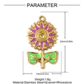 Detail showing 23mm sunflower pendant size dimensions in stainless steel and purple enamel - Purple Sunflower Style(YH1546-3)