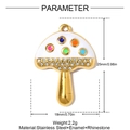 Detail view of colorful enamel mushroom charm with rhinestone accents and dimensions - White Colorful Dotted Mushroom Style(YH1547-1)