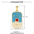 Tabla de tallas detallada del colgante rectangular de esmalte de tarot y luna - Celestial Azul Blanco (YH1569-3)