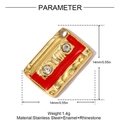 Dimensiones detalladas del colgante de casete retro de 14mm con esmalte rojo y cristales - Cassette Rojo (YH1499-2)
