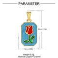 Vista macro detallada que muestra parámetros de tamaño y peso del colgante tulipán dorado - Tulipán Azul (YH1570-2)