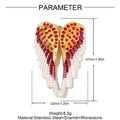 Detail showing dimensions of red rhinestone and enamel butterfly wing pendant - Red Gradient Wings (YH1557-3)