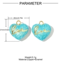 Detail of light blue marble enamel heart pendant with golden Love text and copper ring - Sky Blue Texture Love Style (YH1567-1)