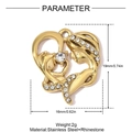 Macro detail of heart pendant with mother and child silhouette and white rhinestones - Hollow Mother-Child Heart Style (YH1599-2) / Gold